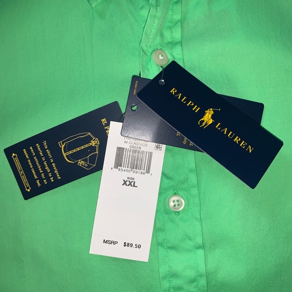 NWT Ralph Lauren GREEN short sleeved button down shirt men’s size XXL - Picture 3 of 8